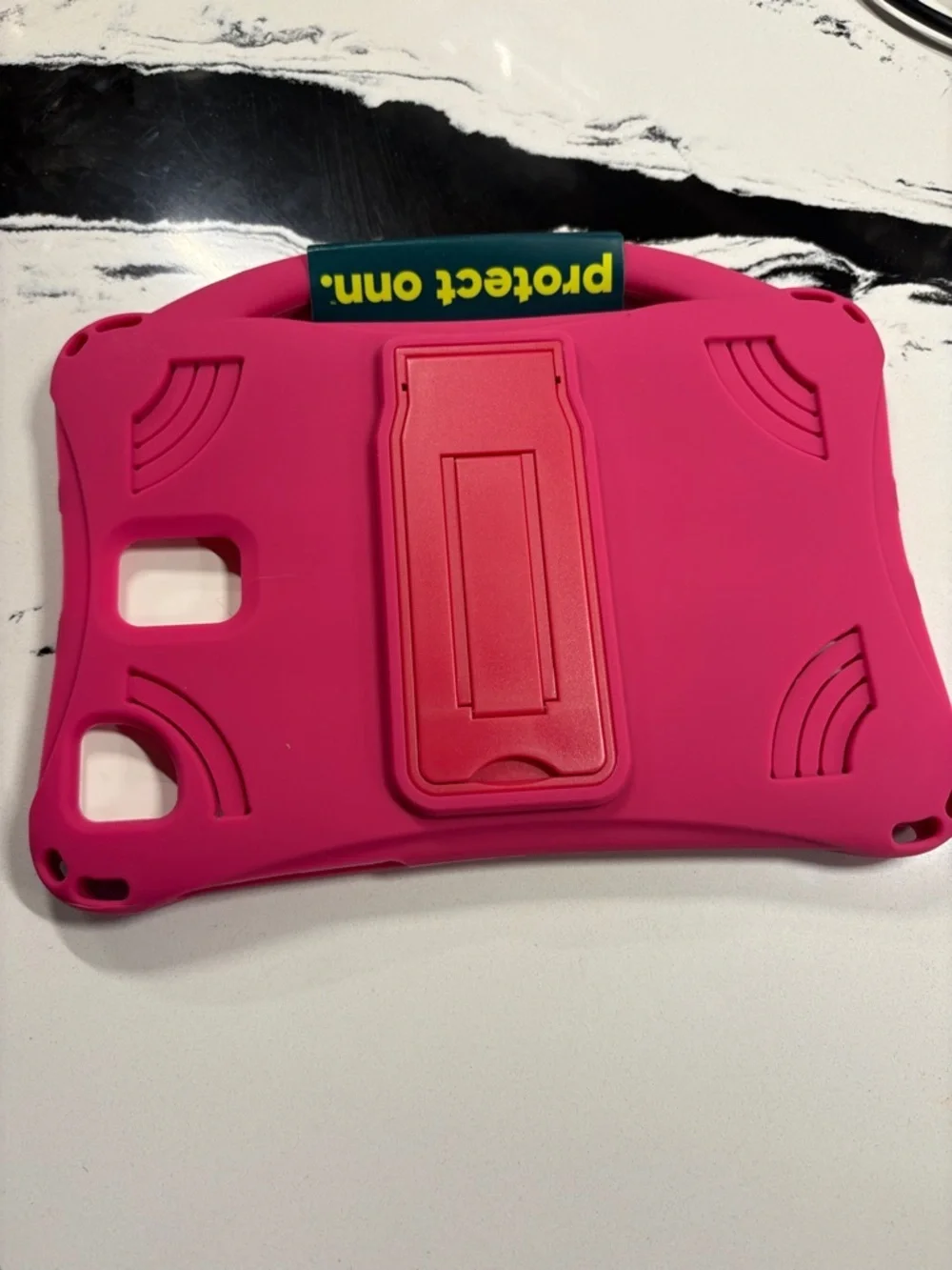 On Running Pink Heavy-Duty Tablet Bumper Case with Handle and Stand